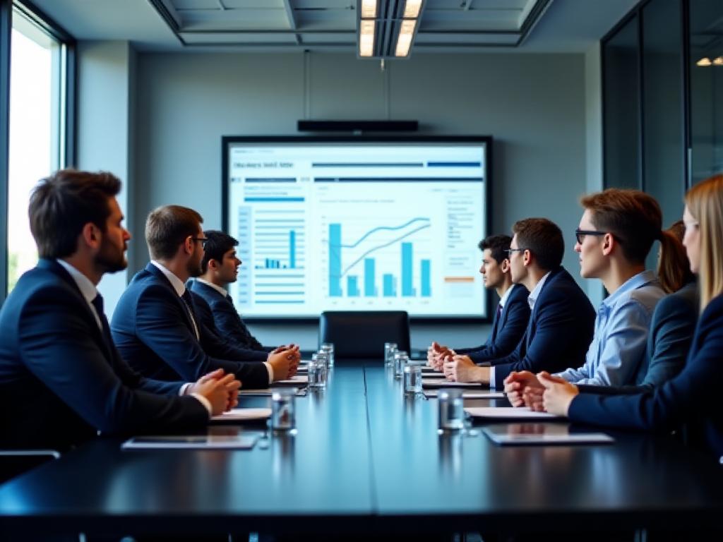 Executive boardroom discussion